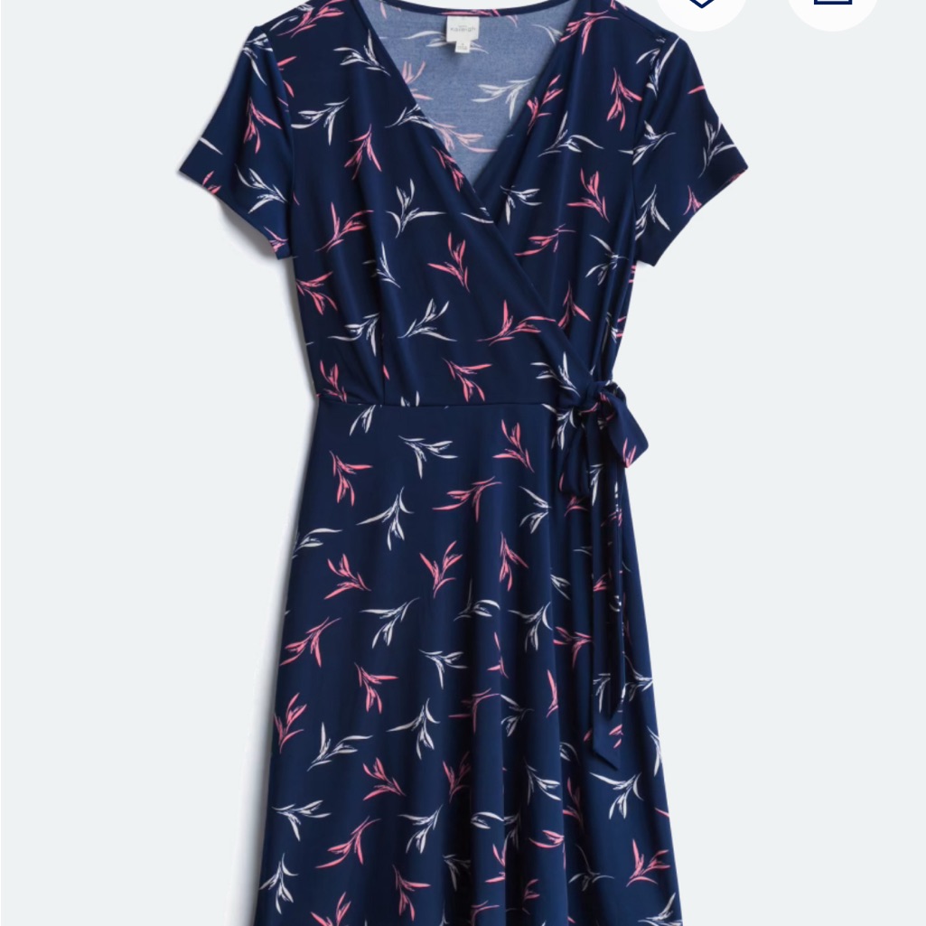 Kayleigh Annette Elegant Navy Wrap Dress With Pink And White Accents Size Medium